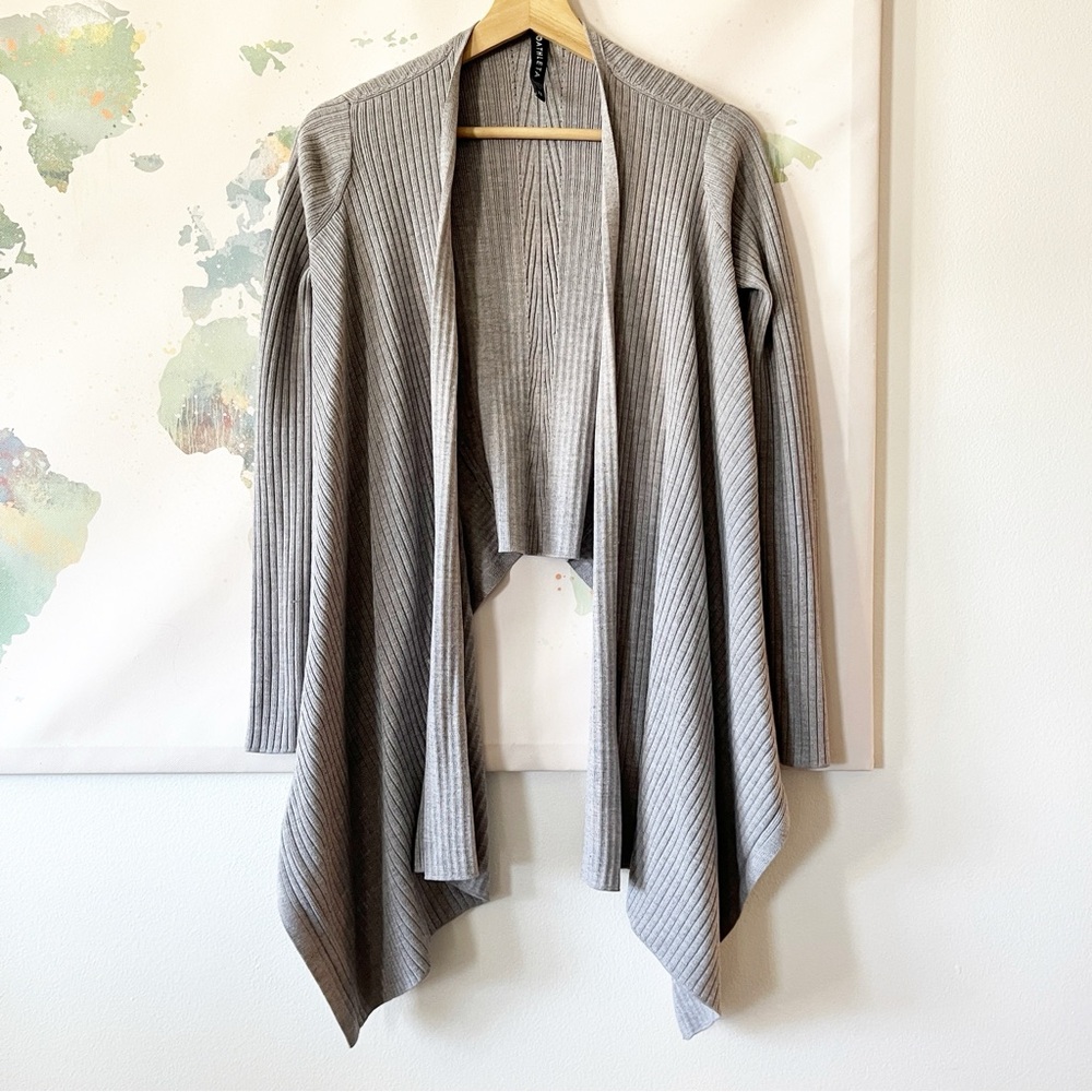 Athleta Sweater Size XS Solstice Wrap Merino Wool Blend Cropped Draped Open